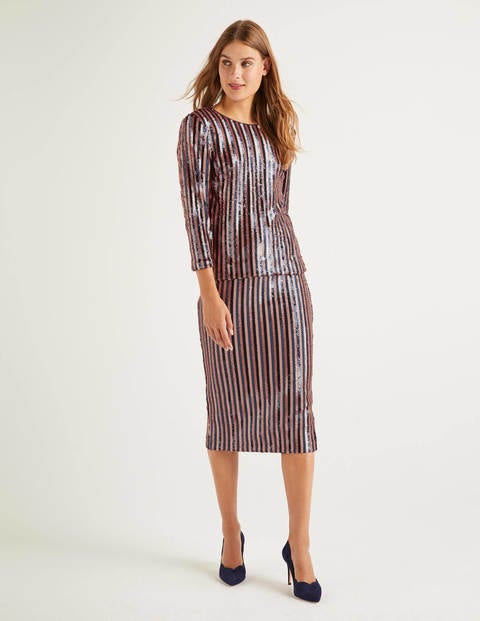 Aubrey Sequin Top - Navy and Pink Sequin Stripe Aubrey Sequin Top - Navy and Pink Sequin Stripe