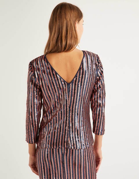 Aubrey Sequin Top - Navy and Pink Sequin Stripe Aubrey Sequin Top - Navy and Pink Sequin Stripe