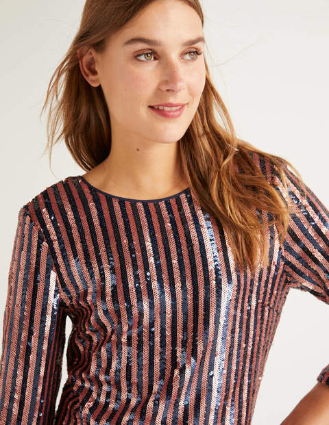 Aubrey Sequin Top - Navy and Pink Sequin Stripe Aubrey Sequin Top - Navy and Pink Sequin Stripe