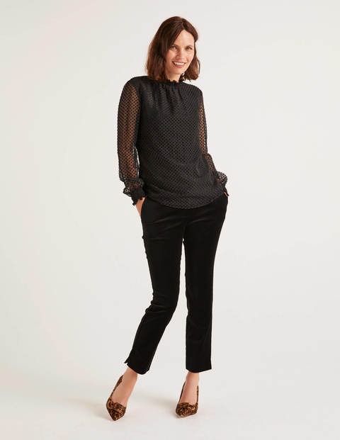 Emilie Bluse - Schwarz, Devoré, Normal Getupft Emilie Bluse - Schwarz, Devoré, Normal Getupft