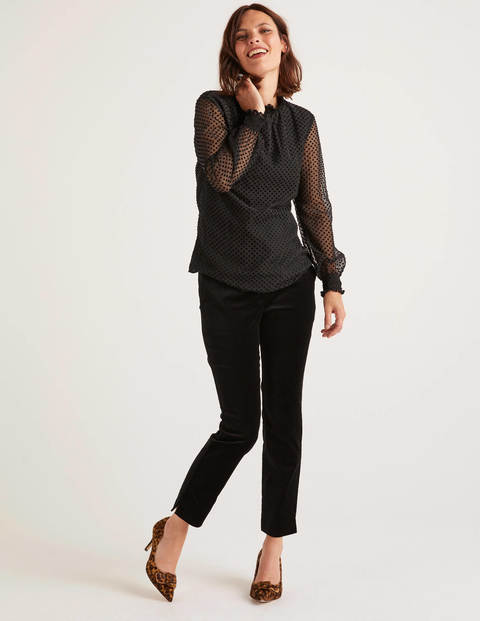 Emilie Bluse - Schwarz, Devoré, Normal Getupft Emilie Bluse - Schwarz, Devoré, Normal Getupft