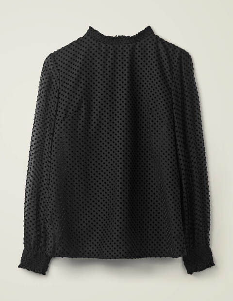 Emilie Bluse - Schwarz, Devoré, Normal Getupft Emilie Bluse - Schwarz, Devoré, Normal Getupft