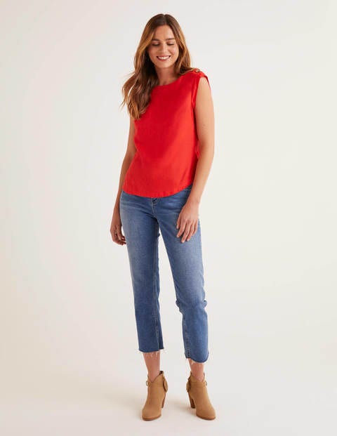Julianne Linen Shell Top - Post Box Red Julianne Linen Shell Top - Post Box Red