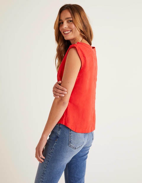 Julianne Linen Shell Top - Post Box Red Julianne Linen Shell Top - Post Box Red