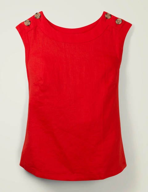 Julianne Linen Shell Top - Post Box Red Julianne Linen Shell Top - Post Box Red