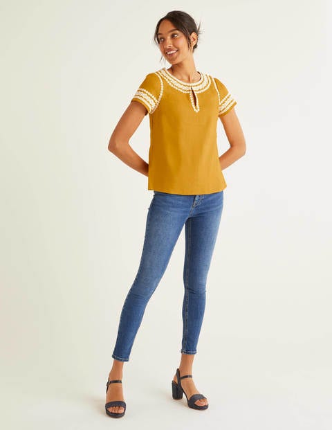 Laura Linen Embroidered Top - Tuscan Sun Laura Linen Embroidered Top - Tuscan Sun