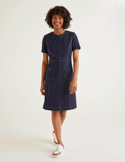Clara Textured Dress - Navy Clara Textured Dress - Navy