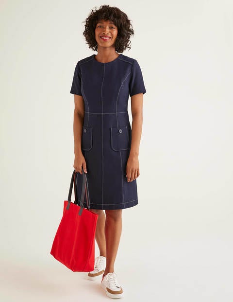 Clara Textured Dress - Navy Clara Textured Dress - Navy
