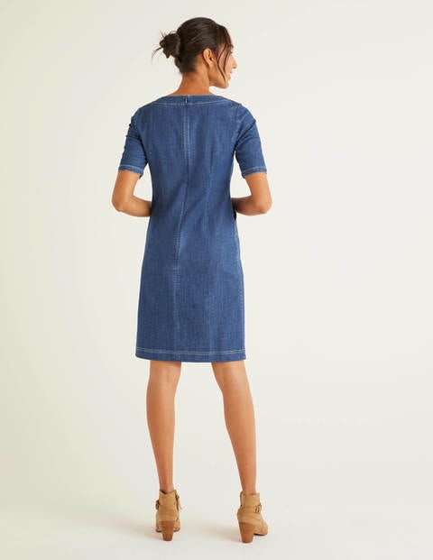 Iona Button Detail Dress - Mid Vintage Denim Iona Button Detail Dress - Mid Vintage Denim