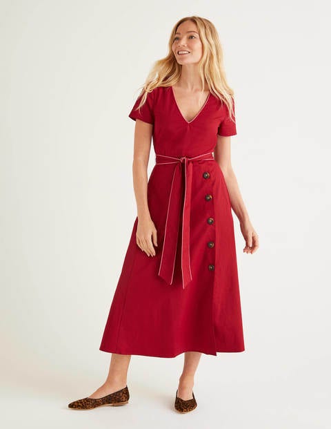 boden red dress with sleeves