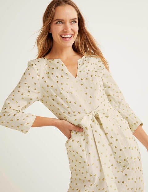 Kelsey Linen Tunic - Ivory and Gold, Daisy Bud Kelsey Linen Tunic - Ivory and Gold, Daisy Bud