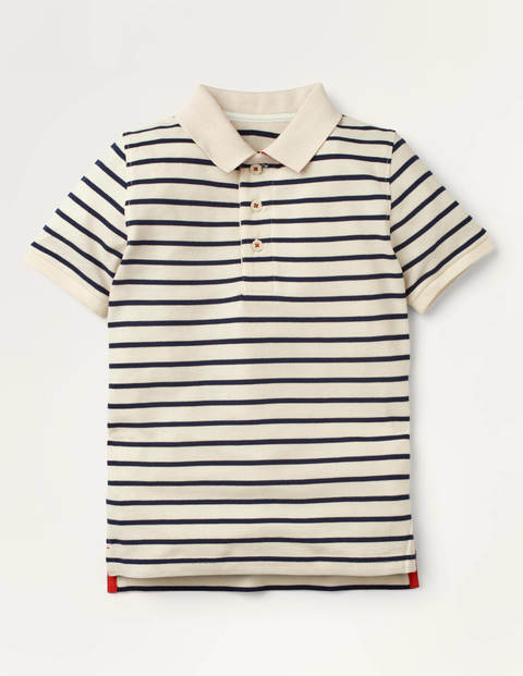 Piqué Polo Shirt - Ivory/College Navy Piqué Polo Shirt - Ivory/College Navy