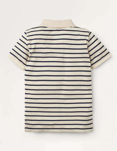 Piqué Polo Shirt - Ivory/College Navy Piqué Polo Shirt - Ivory/College Navy