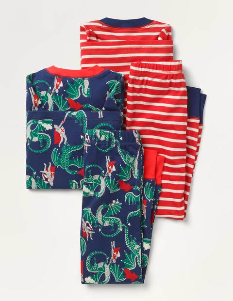 Cosy Twin Pack Long Pyjamas - College Navy Dragons Cosy Twin Pack Long Pyjamas - College Navy Dragons