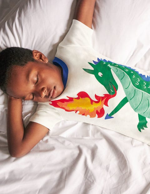 Pyjama court cosy graphique - Dragon ivoire/vert des Highlands Pyjama court cosy graphique - Dragon ivoire/vert des Highlands
