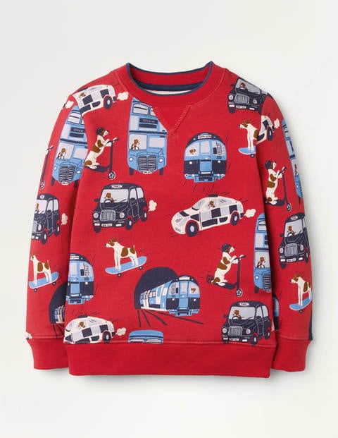 Bequemes Sweatshirt mit Muster - Rockabilly-Rot, Sprout/Fahrzeuge Bequemes Sweatshirt mit Muster - Rockabilly-Rot, Sprout/Fahrzeuge