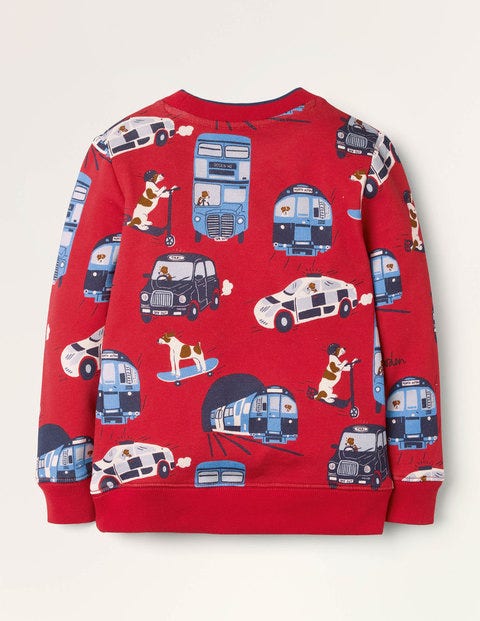 Bequemes Sweatshirt mit Muster - Rockabilly-Rot, Sprout/Fahrzeuge Bequemes Sweatshirt mit Muster - Rockabilly-Rot, Sprout/Fahrzeuge