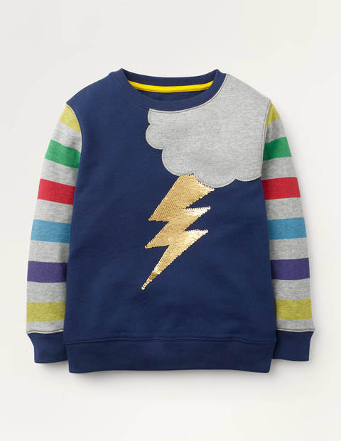 Cosy Sequin Rainbow Sweatshirt - College Navy Lightening Cosy Sequin Rainbow Sweatshirt - College Navy Lightening