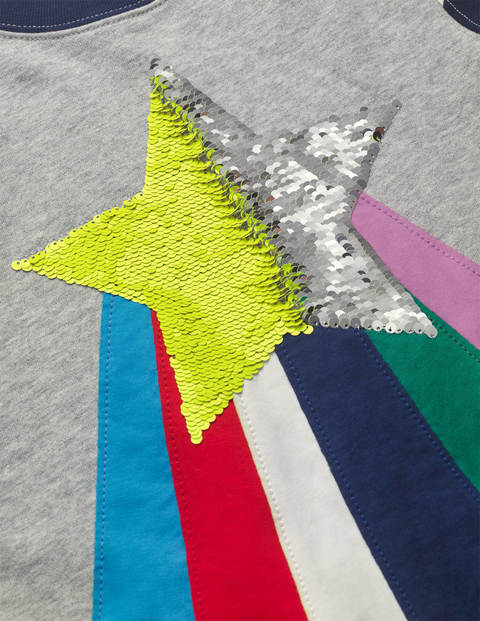 Cosy Sequin Rainbow Sweatshirt - Grey Marl Rainbow Star Cosy Sequin Rainbow Sweatshirt - Grey Marl Rainbow Star