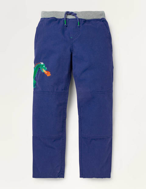 Rib Waist Appliqué Pants - Starboard Blue Dragon Rib Waist Appliqué Pants - Starboard Blue Dragon