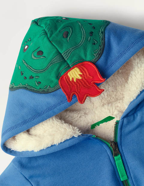 Shaggy-lined Appliqué Hoodie - Elizabethan Blue Dragon Shaggy-lined Appliqué Hoodie - Elizabethan Blue Dragon