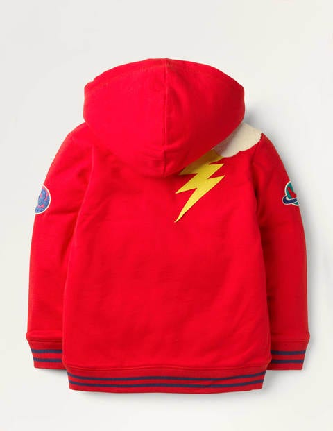 Shaggy-lined Appliqué Hoodie - Rockabilly Red Weather Shaggy-lined Appliqué Hoodie - Rockabilly Red Weather