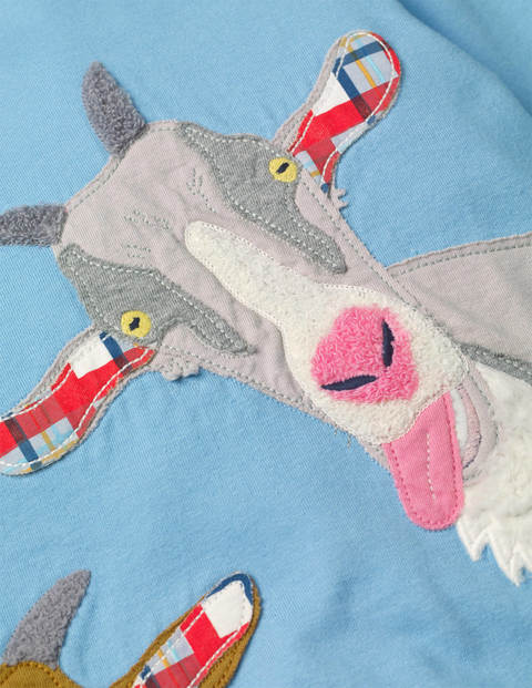 Farm Animal Appliqué T-shirt - Frosted Blue Goats Farm Animal Appliqué T-shirt - Frosted Blue Goats