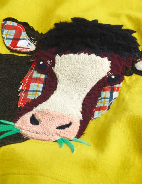 Farm Animal Appliqué T-shirt - Mimosa Yellow Cow Farm Animal Appliqué T-shirt - Mimosa Yellow Cow
