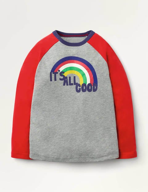 Rainbow Raglan T-shirt - Grey Marl Good Rainbow Raglan T-shirt - Grey Marl Good