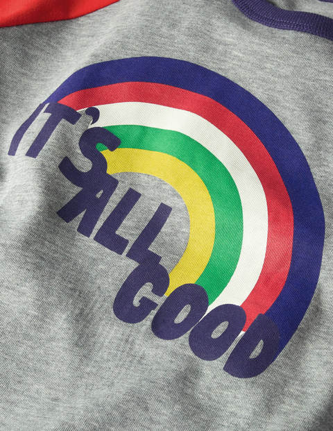 Rainbow Raglan T-shirt - Grey Marl Good Rainbow Raglan T-shirt - Grey Marl Good