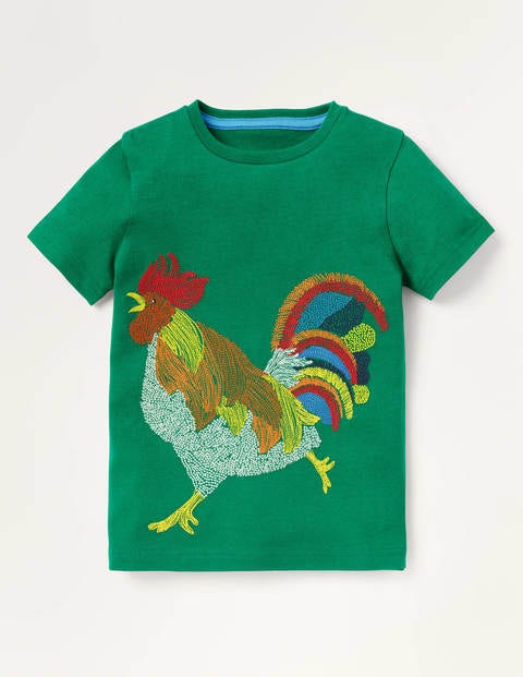 T-Shirt mit Superstitch - Schottengrün, Hahn T-Shirt mit Superstitch - Schottengrün, Hahn
