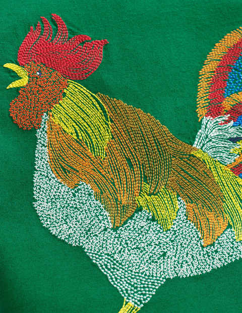 T-Shirt mit Superstitch - Schottengrün, Hahn T-Shirt mit Superstitch - Schottengrün, Hahn