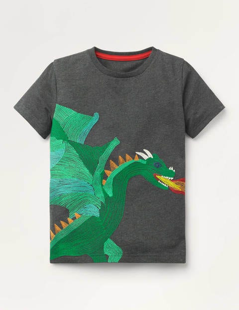 T-Shirt mit Superstitch - Anthrazit, Drache T-Shirt mit Superstitch - Anthrazit, Drache