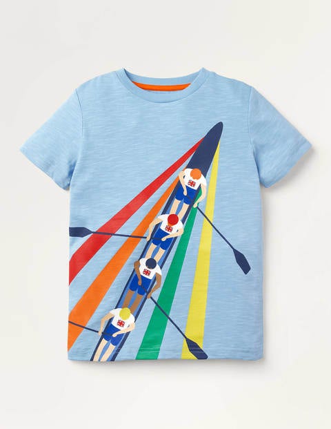 Sportliches T-Shirt mit Motiv - Eisblau, Rudern Sportliches T-Shirt mit Motiv - Eisblau, Rudern