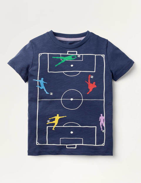 Sportliches T-Shirt mit Motiv - Schuluniform-Navy, Fußball Sportliches T-Shirt mit Motiv - Schuluniform-Navy, Fußball