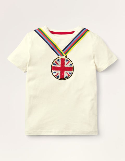 T-shirt à sequins sportif - Médaille GBR ivoire T-shirt à sequins sportif - Médaille GBR ivoire
