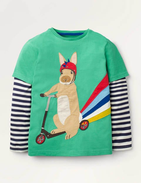 Sporty Animal Appliqué T-shirt - Asparagus Green Rabbit Sporty Animal Appliqué T-shirt - Asparagus Green Rabbit