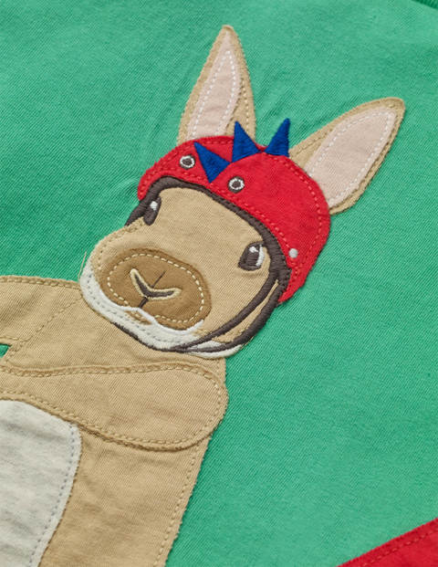 Sporty Animal Appliqué T-shirt - Asparagus Green Rabbit Sporty Animal Appliqué T-shirt - Asparagus Green Rabbit