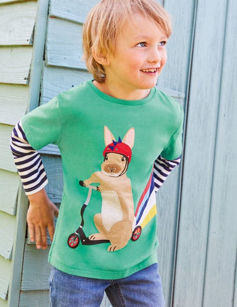 Sporty Animal Appliqué T-shirt - Asparagus Green Rabbit Sporty Animal Appliqué T-shirt - Asparagus Green Rabbit