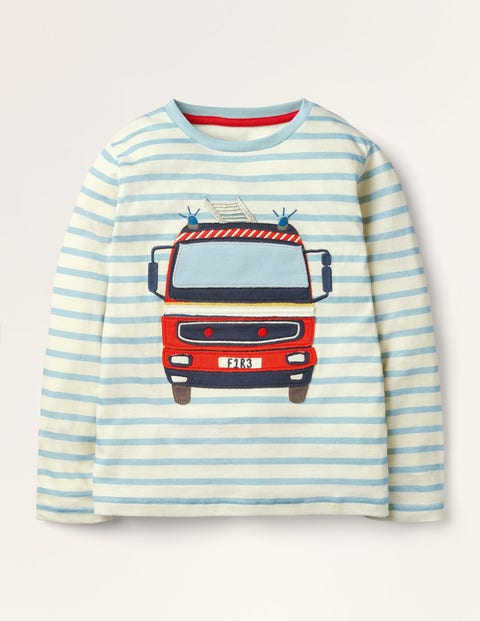 Lift-the-flap Vehicle T-shirt - Ivory/Frosted Blue Fire Engine Lift-the-flap Vehicle T-shirt - Ivory/Frosted Blue Fire Engine