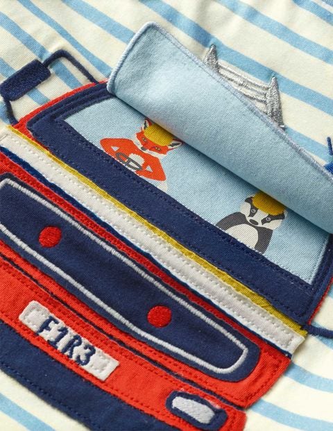 Lift-the-flap Vehicle T-shirt - Ivory/Frosted Blue Fire Engine Lift-the-flap Vehicle T-shirt - Ivory/Frosted Blue Fire Engine