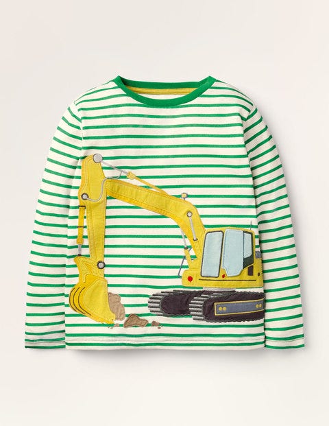 Lift-the-flap Vehicle T-shirt - Ivory/Highland Green Digger Lift-the-flap Vehicle T-shirt - Ivory/Highland Green Digger