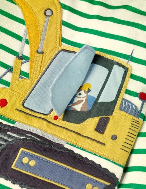 Lift-the-flap Vehicle T-shirt - Ivory/Highland Green Digger Lift-the-flap Vehicle T-shirt - Ivory/Highland Green Digger