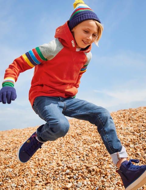 Rainbow Stripe Hoodie - Fire Red Rainbow Stripe Hoodie - Fire Red