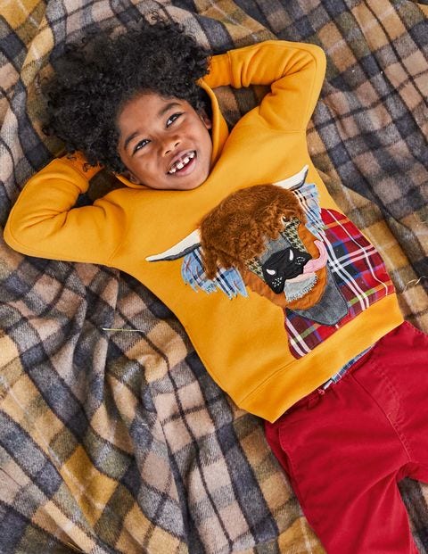 Patch Appliqué Hoodie - Honeycomb Yellow HIghland Cow Patch Appliqué Hoodie - Honeycomb Yellow HIghland Cow