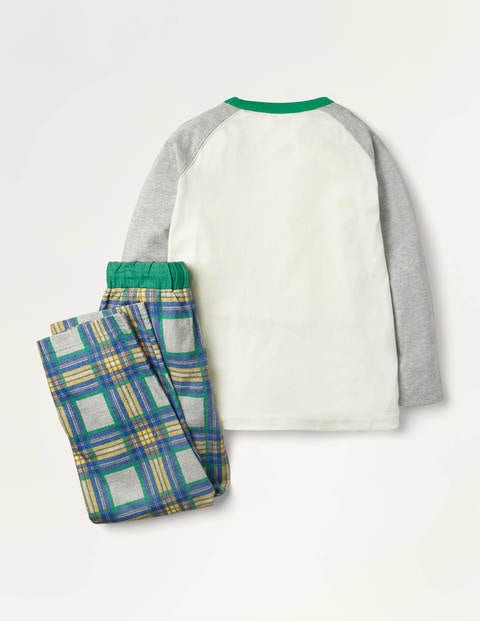 Raglan Brushed Pyjama Set - Grey Marl/Greek Blue Raglan Brushed Pyjama Set - Grey Marl/Greek Blue