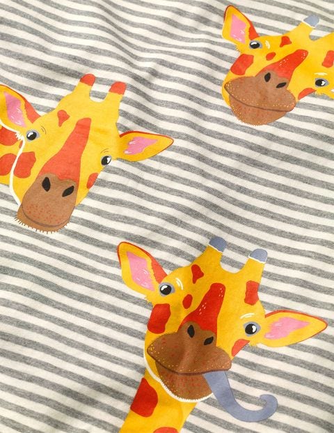 Gestreiftes T-Shirt mit neugierigen Tieren - Bunt, Giraffen Gestreiftes T-Shirt mit neugierigen Tieren - Bunt, Giraffen