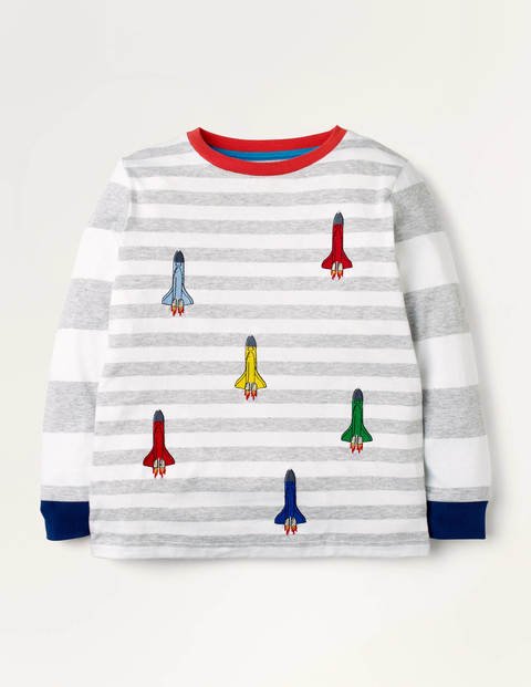 Fun Stripe T-shirt - Grey Marl/White Rockets Fun Stripe T-shirt - Grey Marl/White Rockets