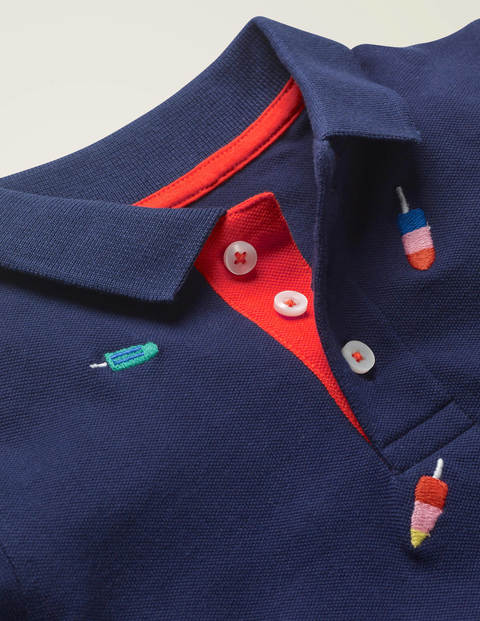 Piqué Polo Shirt - College Navy Lollies Piqué Polo Shirt - College Navy Lollies