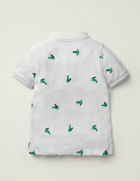 Piqué Polo Shirt - White Surfing Dinos Piqué Polo Shirt - White Surfing Dinos